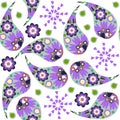 Cute Paisley seamless pattern in lilac colors and seamless patte Royalty Free Stock Photo