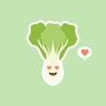 cute pak choi character cartoon mascot vegetable healthy food concept isolated vector illustration. bok choy character Royalty Free Stock Photo