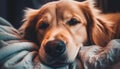 A cute, pampered puppy lies down for relaxation indoors generative AI Royalty Free Stock Photo