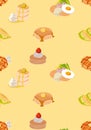 Cute Pancake Meal and Dessert Seamless Pattern