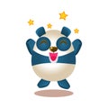 Cute Panda Activity Illustration With Humanized Cartoon Bear Character Jumping Excited And Ecstatic