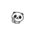 Cute Panda Asian Bear showing like, thumb of hand up, high esteem and approval vector logo. Well done illustration, good