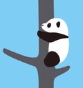 Cute panda baby climbing the tree, vector