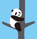 Cute panda baby climbing the tree, vector