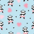 Cute panda ballerinas seamless pattern. Royalty Free Stock Photo