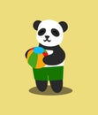 Cute panda with beach ball isolated on color background. Vector illustration. Summer panda. Design element for printing