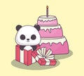 Cute panda bear clebrating party kawaii character