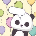 Cute panda bear clebrating party kawaii character