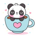 Cute Panda bear in cup of drinking coffee tea cartoon teddy Royalty Free Stock Photo