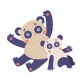 Cute panda bear family. Animal parent and its baby. Happy parenthood cartoon vector illustration Royalty Free Stock Photo