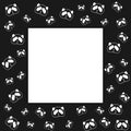 Cute Panda bear. Frame design, black and white background. Vector illustration. Panda head and face. Design for wallpaper and fabr Royalty Free Stock Photo