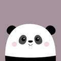 Cute panda bear. Funny head face. Pink cheeks. Kawaii cartoon character. Happy Valentines Day. Baby greeting card template. Royalty Free Stock Photo