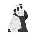 Cute Panda Bear, Funny Wild Animal Looking Serious with Thoughtful Face Cartoon Style Vector Illustration on White Royalty Free Stock Photo