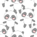 Cute panda bear hand drawn seamless pattern vector illustration kids trend design print Royalty Free Stock Photo