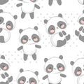 Cute panda bear hand drawn seamless pattern vector illustration kids trend design print Royalty Free Stock Photo