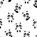 Cute panda bear hand drawn seamless pattern vector illustration kids trend design print Royalty Free Stock Photo