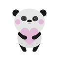 Cute panda bear icon holding pink heart. Kawaii cartoon character. Funny head face. Pink cheeks. Happy Valentines Day. Love Royalty Free Stock Photo