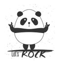 Cute Panda Bear. Let s Rock Lettering Royalty Free Stock Photo