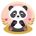 Cute panda bear sitting on the grass. Vector illustration. Generative AI Royalty Free Stock Photo