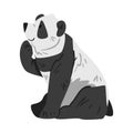 Cute Panda Bear with Thoughtful Face, Side View of Funny Wild Animal Cartoon Style Vector Illustration on White Royalty Free Stock Photo