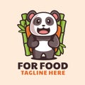 Cute Panda Bring Bamboo Backpack Cartoon Logo Design