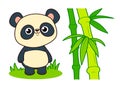 Cute panda cartoon. Bamboo, panda clipart