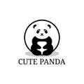 Cute panda cartoon logo designs vector, cute animal care vector design illustrations