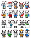 Cute panda cartoon mascot pack