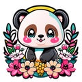 In a cute panda cartoon, the panda would have a round and chubby body