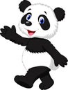 Cute panda cartoon waving hand