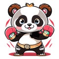 In a cute panda cartoon, the panda would have a round and chubby body