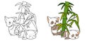 Cute panda cats and bamboo cartoon coloring page