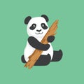 Cute Panda Character With Piece Of Wood Illustration