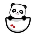 Cute Panda character stay in the pocket, smiling face, cute simple cartoon of baby Panda bear on white background, small little Royalty Free Stock Photo