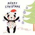 Cute panda Christmas card