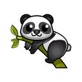 cute panda climbing tree, vector illustration