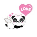 Cute panda cupid with LOVE balloon Royalty Free Stock Photo