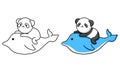 Cute panda and dolphin coloring page for kids Royalty Free Stock Photo