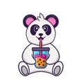 Cute Panda Drinking Boba milk tea. Animal cartoon concept isolated. Can used for t-shirt, greeting card Royalty Free Stock Photo