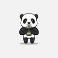 Cute panda drinking a cup coffee Royalty Free Stock Photo