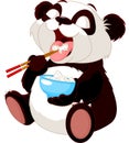 Cute panda eating rice