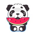 Cute panda eating watermelon kawaii cartoon vector character Royalty Free Stock Photo