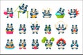 Cute Panda Emoji Collection With Humanized Cartoon Character Doing Different Things