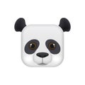 Cute panda face, animal head in square shape for avatar, mobile app button