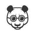 Cute Panda Face with Glasses Icon Logo. Vector