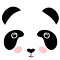 Cute panda face isolated on white background. Flat style