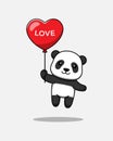 Cute panda flying with love balloon Royalty Free Stock Photo