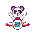 Cute Panda flying on a plane. Animal cartoon concept isolated. Can used for t-shirt, greeting card