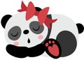 Cute panda girl with bow sleeping.cdr Royalty Free Stock Photo