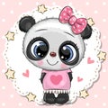 Cute Panda girl with pink bow Royalty Free Stock Photo